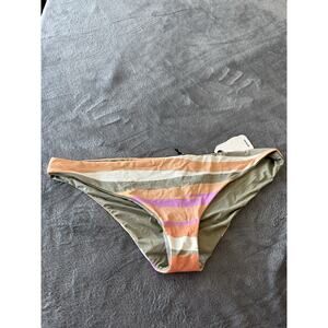 Prana Womens Bikini Bottom XL Green Orange Gemma Reversible Waves UPF 50+ New